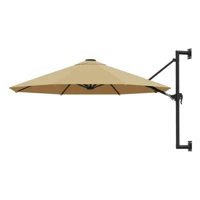 vidaXL Wall-Mounted Parasol with Metal Pole 300cm Taupe Outdoor Patio Umbrella