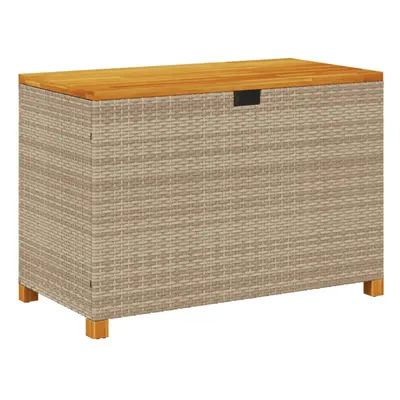 vidaXL Garden Storage Box Outdoor Storage Box Beige Poly Rattan Acacia Wood