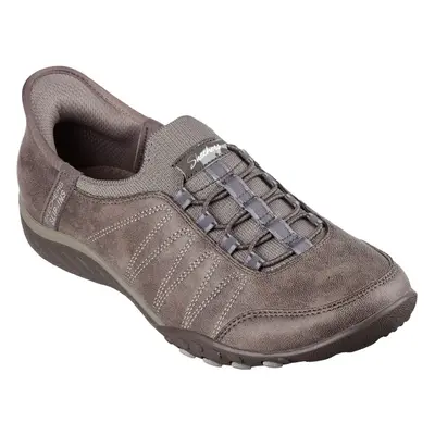 (5 UK, Dark Taupe) Skechers Womens/Ladies Breathe Easy Home Body Faux Leather Trainers