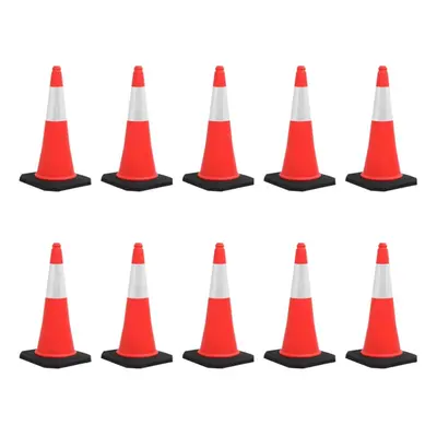 vidaXL 10x Reflective Traffic Cones with Heavy Bases Signage Road Traffic Sign