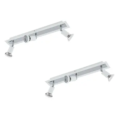 2 PACK Wall Ceiling Spot Light Colour White Chrome Shade & Back Plate GU10 5W