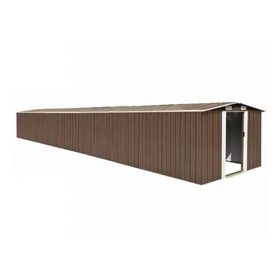 vidaXL Garden Shed Brown cm Galvanised steel Storage Tool House Carport