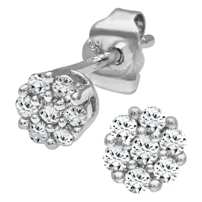 Jewelco London 9ct White Gold Round 20pts Diamond Cluster Stud Earrings - PE0AXL3383W