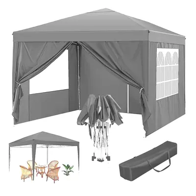 Premium Grey Pop Up Gazebo With Sides Garden Marquee Tent Canopy 3x3m