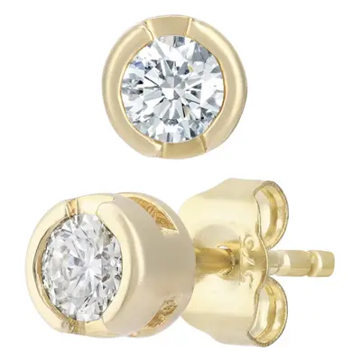 Jewelco London 9ct Yellow Gold Round 1/4ct Diamond Solitaire Stud Earrings - PE0AXL1571Y