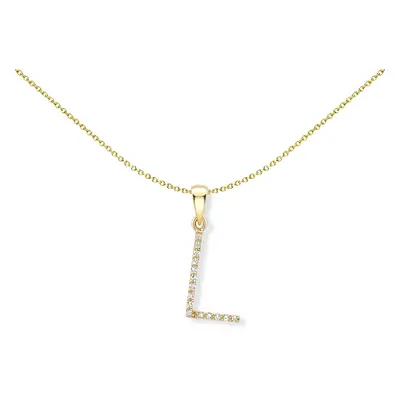 Jewelco London 9ct Yellow Gold Diamond Initial Charm Pendant Letter 7mm x 18mm - INNR0212-L