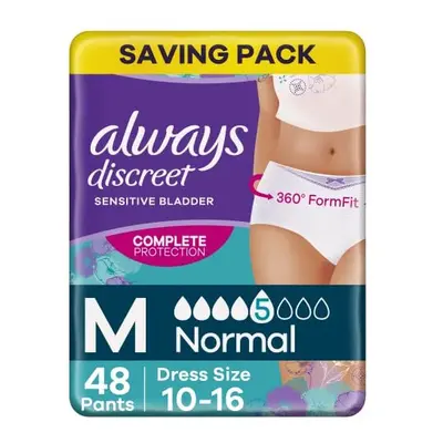 Always Discreet Incontinence Pants Women, Medium, Normal, Pants (12 x Packs), Odour Neutraliser,