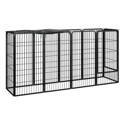 (200 x x cm) vidaXL Dog Playpen Panels Black Powder-coated Steel Dog Kennel Multi Sizes