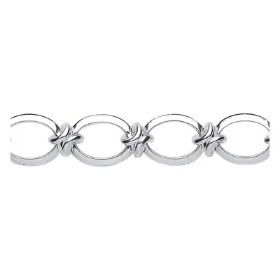 Jewelco London Ladies Sterling Silver Flat Oval Chain Bracelet 12mm inch - GVB283