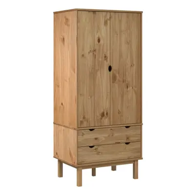 (Brown) vidaXL Solid Wood Pine Wardrobe Cloth Cabinet Closet Highboard Multi Colours