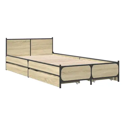 (sonoma oak, x cm) vidaXL Bed Frame with Drawers Bed Base Mattress Foundation Engineered Wood