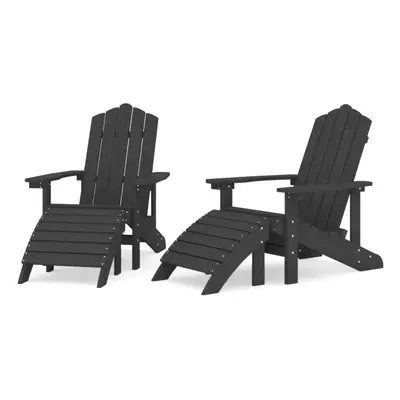 (anthracite) vidaXL Garden Adirondack Chair with Footstool Outdoor Chair Armchair HDPE