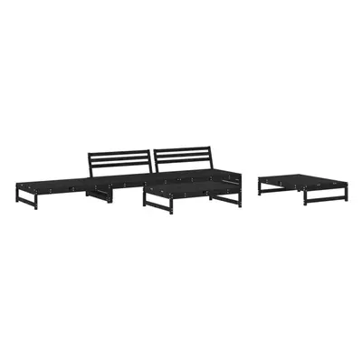 (black) vidaXL Garden Lounge Set Outdoor Modular Sofa Set Piece Solid Wood Pine