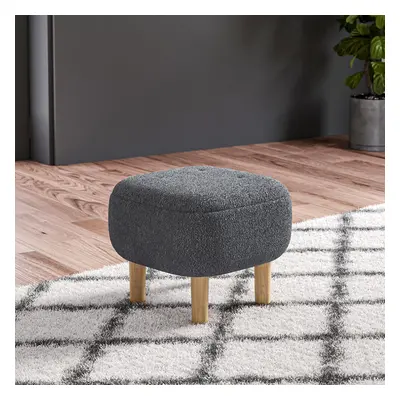 (Grey) Footstool Pouffe Stool with Wooden Legs