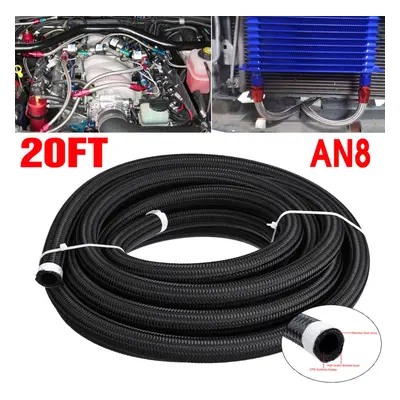 (AN8) 20FT AN4 AN6 AN8 AN10 Fuel Hose Oil Gas Line Pipe PTFE Nylon Stainless Steel Hose