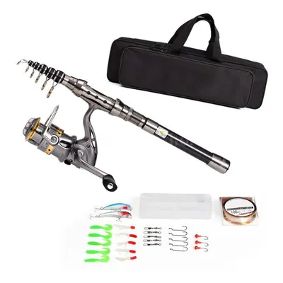 (1.5m) Telescopic Spinning Fishing Rod Reel Combo Full Kit Professional Fishing Pole Reel Set