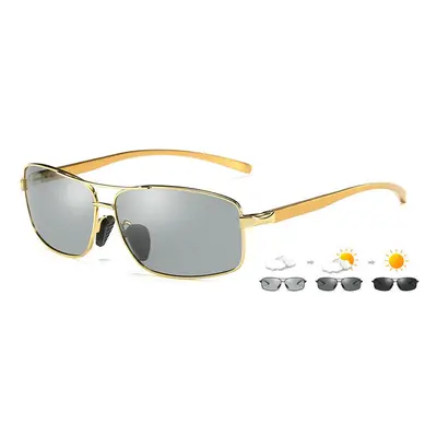 (Gold) Top Photochromic Sunglasses Men Women Polarized Chameleon Driving Goggles Anti-glare