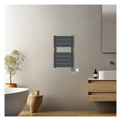 (Anthracite, 650x400mm) Pre-filled Electric Heated Towel Rail Radiator Flat Panel Thermostatic