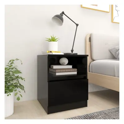 vidaXL 2x Bed Cabinets Black Chipboard Bedside Tables Nightstands Furniture