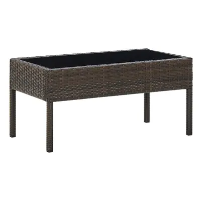 vidaXL Garden Table Brown 75x40x37 cm Poly Rattan Outdoor Furniture Side Table