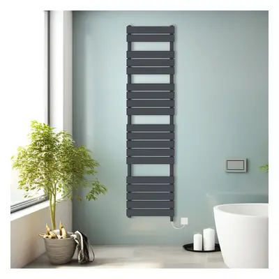 (Anthracite, 1800x450mm) Prefilled Electric Heated Towel Rail Radiator Flat Panel Warmer Ladder