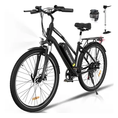 (Black) COLORWAY Electric Bike for Adults, 28" Commute E bike with 36V 15Ah Removable Battery, L