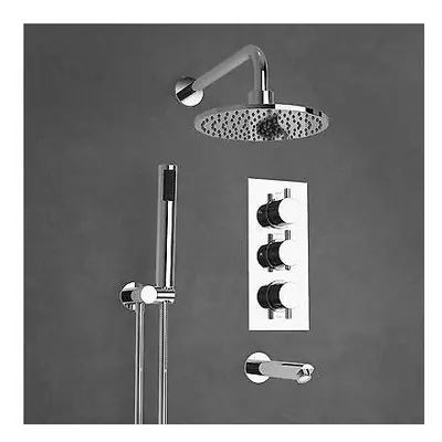 Bathroom Dial Way Concealed Round Thermostatic Shower Mixer Valve Chrome