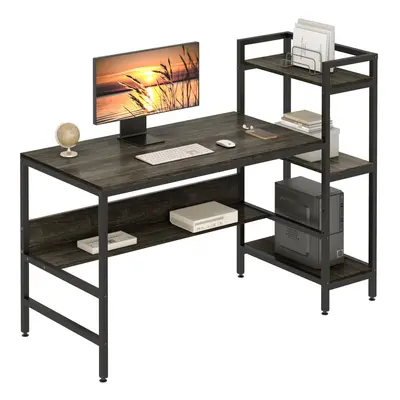 (Dark Walnut) Dripex 4-Tier Wood Desk: Modern Office Workstation