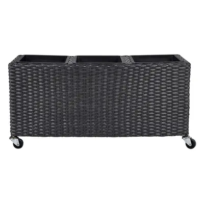 Plant Pot BELLIS PE Rattan Black