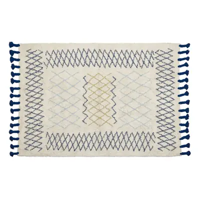 Cotton Area Rug x cm Beige and Blue ERZINCAN