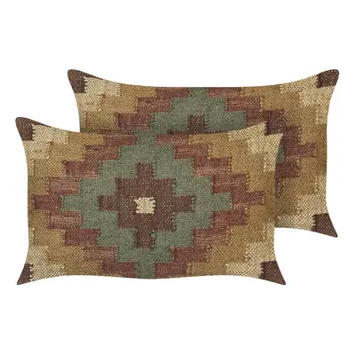 Set of Jute Cushions x cm Multicolour MAGURI