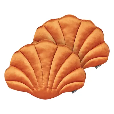 Set of Velvet Seashell Cushions x cm Orange CONSOLIDA