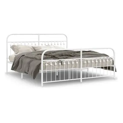 (white, x cm/ with headboard & footboard) vidaXL Metal Bed Frame with Headboard and Footboard Be