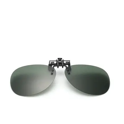 (Dark Green) Sunglasses Mirror Pilot Polarized Clip on Night Vision Lens Anti-fog