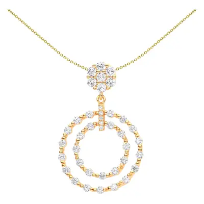 Jewelco London Ladies Gold-Plated Sterling Silver CZ Beaded Double Circle of Life Pendulum Penda