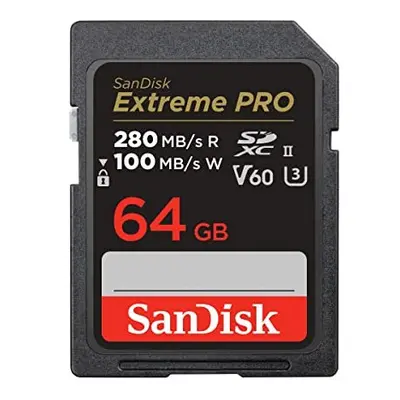 64GB Extreme PRO SDXC, Card up to 280MB/s, UHS-II, Class 10, U3, V60