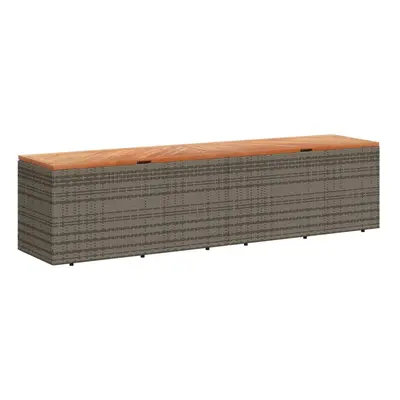 vidaXL Garden Storage Box Outdoor Storage Box Grey Poly Rattan Acacia Wood