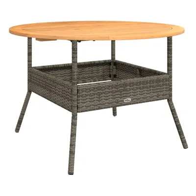 vidaXL Garden Table with Acacia Wood Top Patio Outdoor Table Grey Poly Rattan