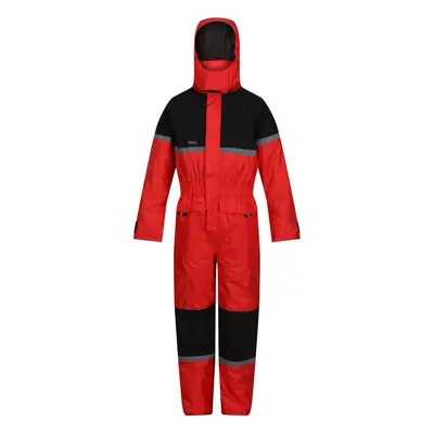 (7-8 Years, Classic Red/Black) Regatta Childrens/Kids Rancher Colour Block Waterproof Jumpsuit