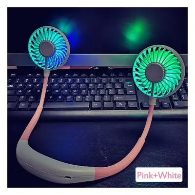 (1) Speed Adjustable Hand Free USB Personal Fan Aromatherapy Portable Handheld Mini LED Headphon