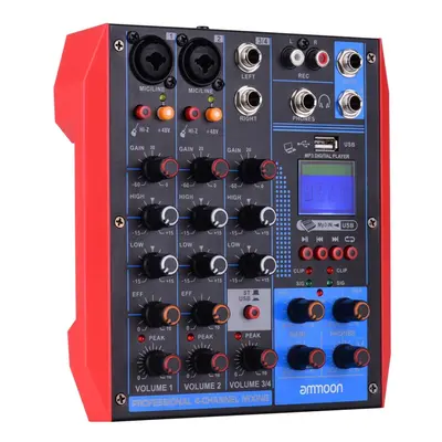 (US Plug) Portable 4-Channel Mixing Console Digital Audio Mixer