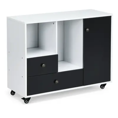 2-Drawer Rolling File Cabinet Lateral Mobile Filling Cabinet Office