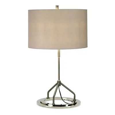 Table Lamp Grey Shade White Highly Polished Nickel Finish LED E27 60W Bulb