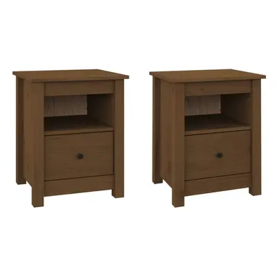 (Honey brown, 2) vidaXL 1/2x Solid Wood Pine Bedside Cabinet Wooden Side Table Multi Colours