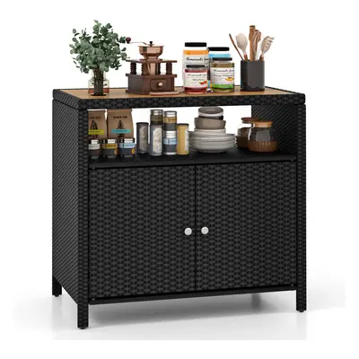 Outdoor Rattan Storage Cabinet Patio Sideboard Buffet Cabinet