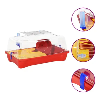 (red) vidaXL Hamster Cage Mouse Cage Small Animal Cage Habitat House Polypropylene