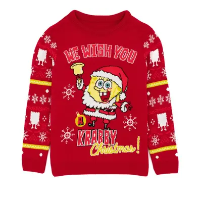 (7-8 Years, Red) SpongeBob SquarePants Childrens/Kids Knitted Christmas Jumper