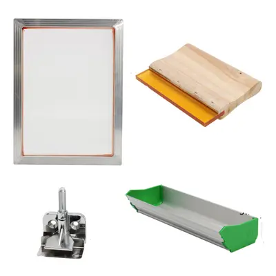 Screen Printing Tools Kit with Aluminum Frame Hinge Clamp Emulsion Coater Squeegee