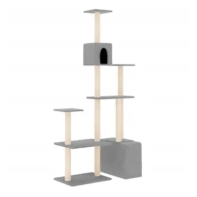 (light grey) vidaXL Cat Tree with Sisal Scratching Posts Cat Scratch Tower Climber Dark Grey