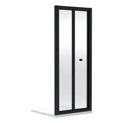 Ruwa 4mm Toughened Safety Glass Bi-Fold Shower Door - x 760mm - Matt Black - Balterley